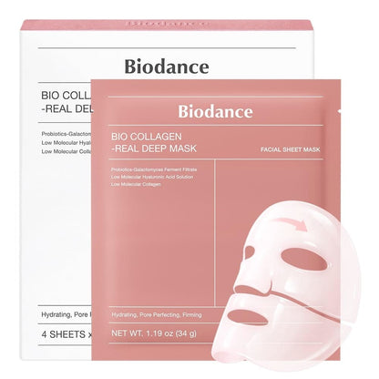 Bio Collagen Deep Hydration Hydrogel Face Mask with Hyaluronic Acid for Firm, Smooth & Radiant Looking Skin – Overnight Moisturizing Treatment (8 Masks EA)